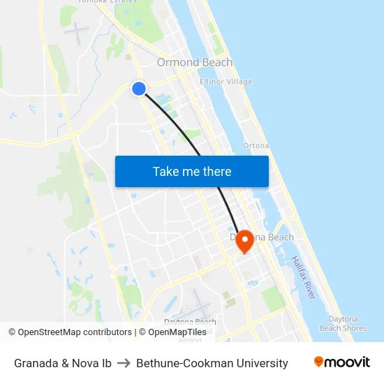 Granada & Nova Ib to Bethune-Cookman University map