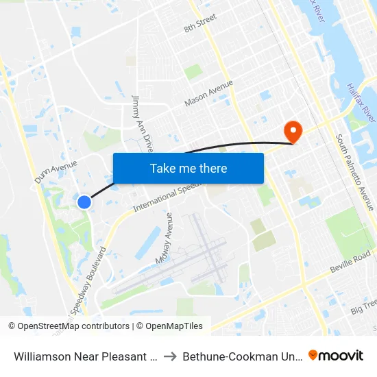 Williamson Near Pleasant Valley Ib to Bethune-Cookman University map