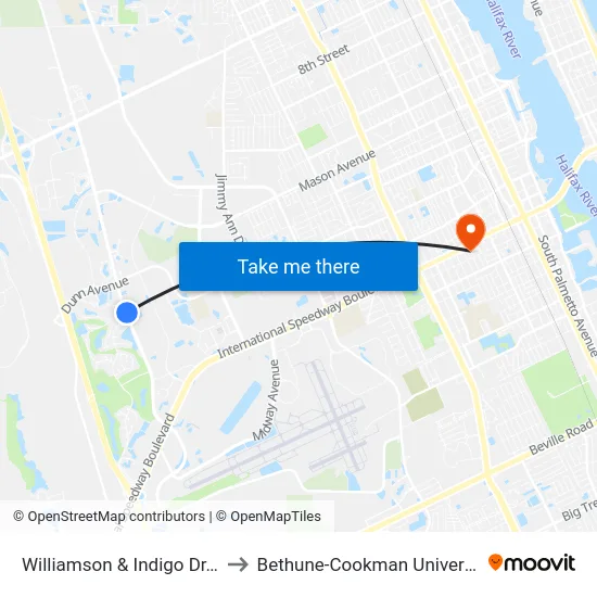 Williamson & Indigo Dr. Ib to Bethune-Cookman University map