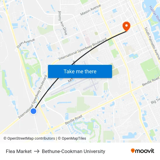 Flea Market to Bethune-Cookman University map