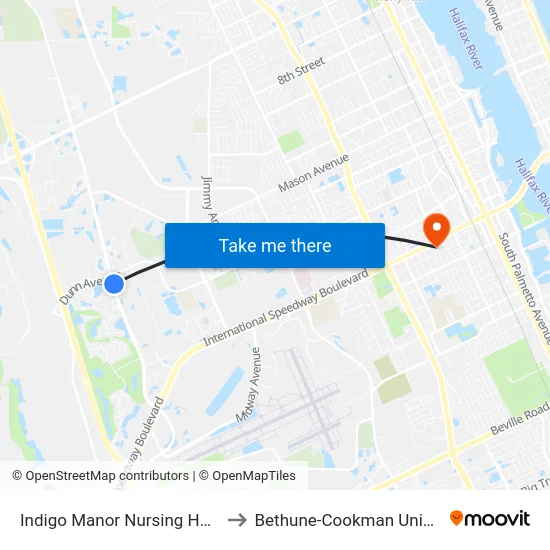 Indigo Manor Nursing Home Ib to Bethune-Cookman University map