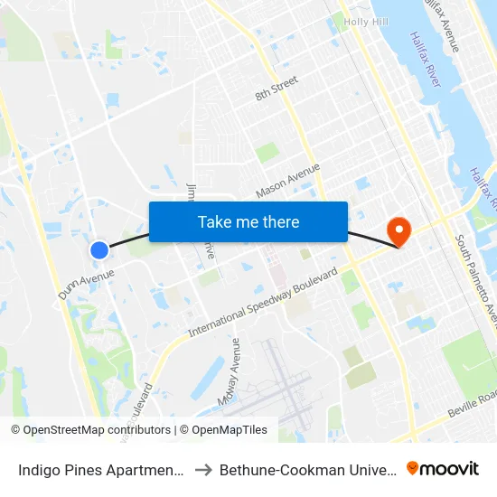 Indigo Pines Apartments Ib to Bethune-Cookman University map