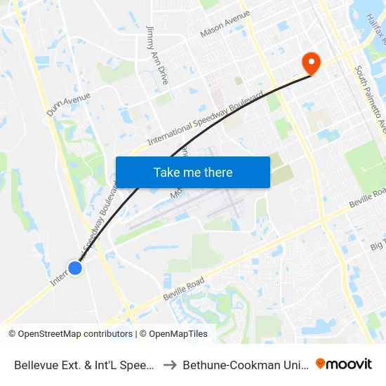 Bellevue Ext. & Int'L Speedway Ib to Bethune-Cookman University map