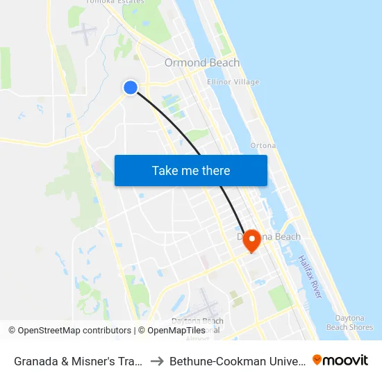 Granada & Misner's Trail Ob to Bethune-Cookman University map