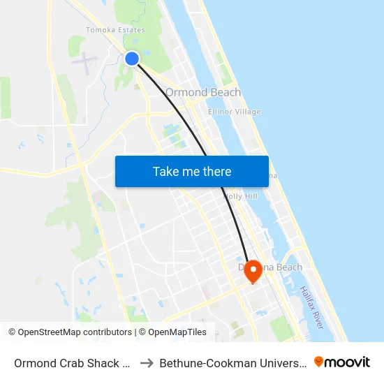 Ormond Crab Shack Ob to Bethune-Cookman University map