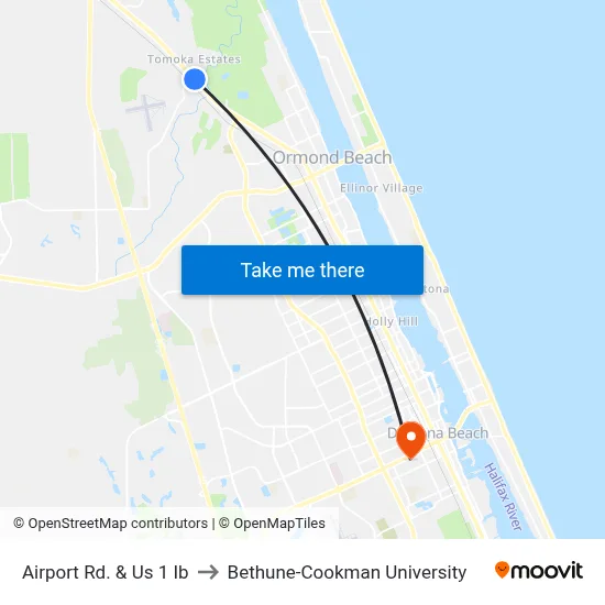 Airport Rd. & Us 1 Ib to Bethune-Cookman University map