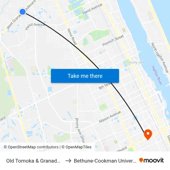 Old Tomoka & Granada  Eb to Bethune-Cookman University map