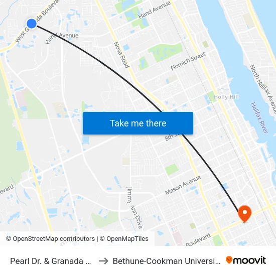 Pearl Dr. & Granada Eb to Bethune-Cookman University map