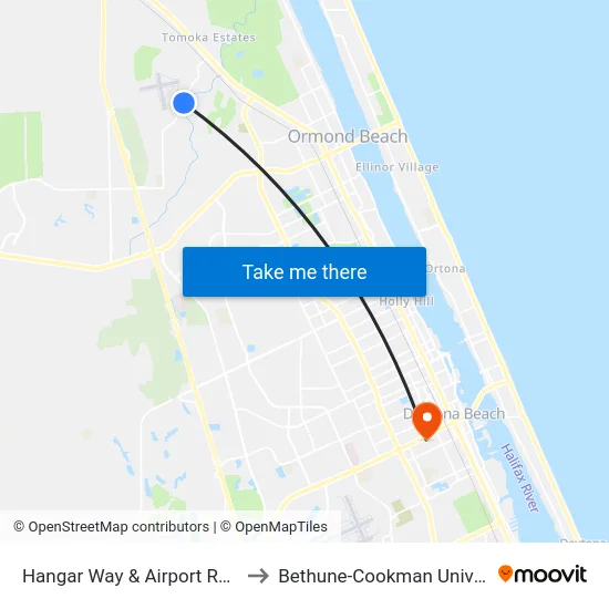 Hangar Way & Airport Road Ib to Bethune-Cookman University map