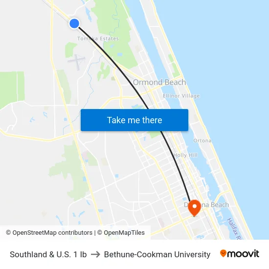 Southland & U.S. 1 Ib to Bethune-Cookman University map