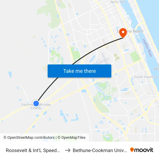 Roosevelt & Int'L Speedway Ib to Bethune-Cookman University map
