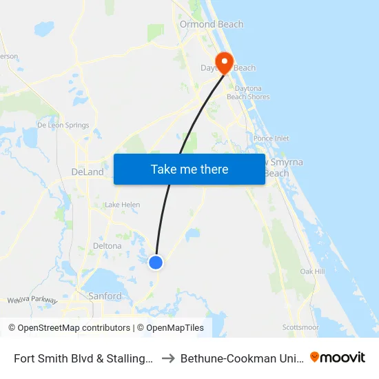 Fort Smith Blvd & Stallings Ave Ib to Bethune-Cookman University map