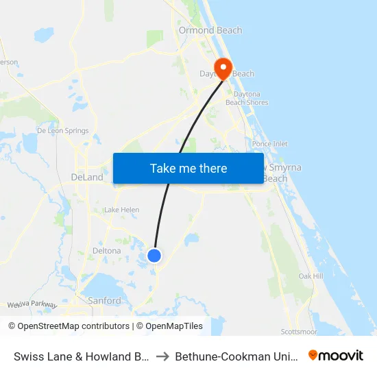 Swiss Lane & Howland Blvd  Ob to Bethune-Cookman University map