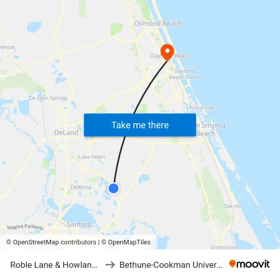 Roble Lane & Howland Ib to Bethune-Cookman University map