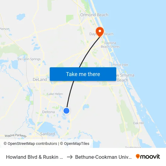 Howland Blvd & Ruskin St Ob to Bethune-Cookman University map