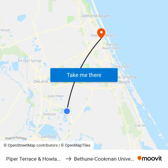 Piper Terrace & Howland Ib to Bethune-Cookman University map