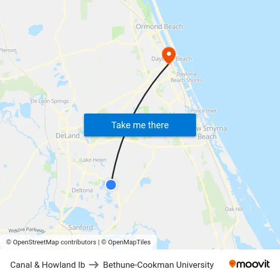Canal & Howland Ib to Bethune-Cookman University map