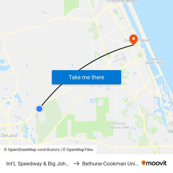 Int'L Speedway & Big John Dr.  Ob to Bethune-Cookman University map