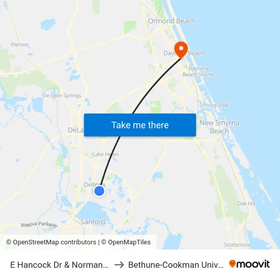 E Hancock Dr & Normandy Ob to Bethune-Cookman University map