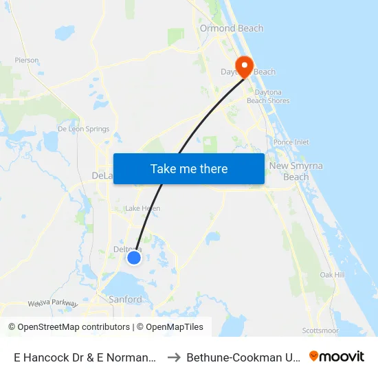 E Hancock Dr & E Normandy Blvd Ob to Bethune-Cookman University map