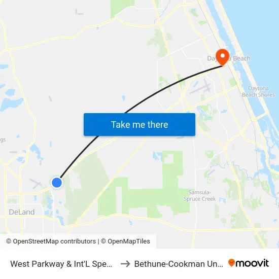 West Parkway & Int'L Speedway Ib to Bethune-Cookman University map
