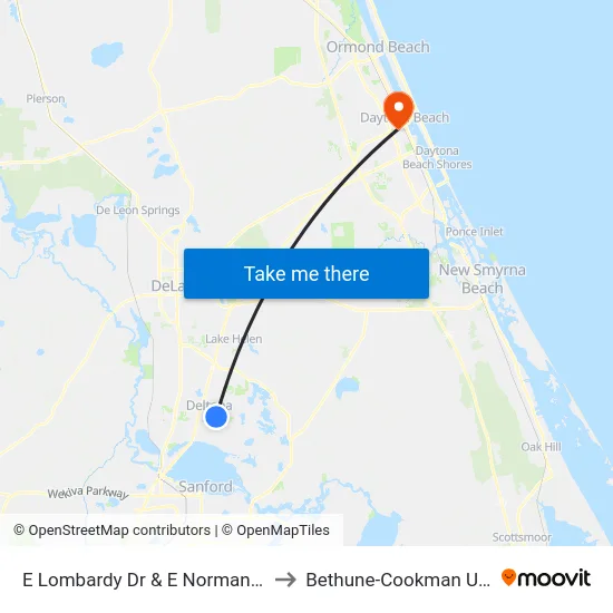 E Lombardy Dr & E Normandy Blvd Ob to Bethune-Cookman University map