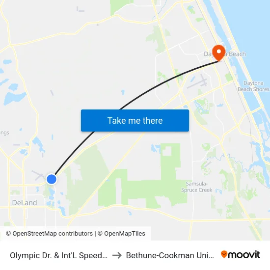 Olympic Dr. & Int'L Speedway  Ib to Bethune-Cookman University map
