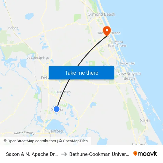 Saxon & N. Apache Dr. Ib to Bethune-Cookman University map