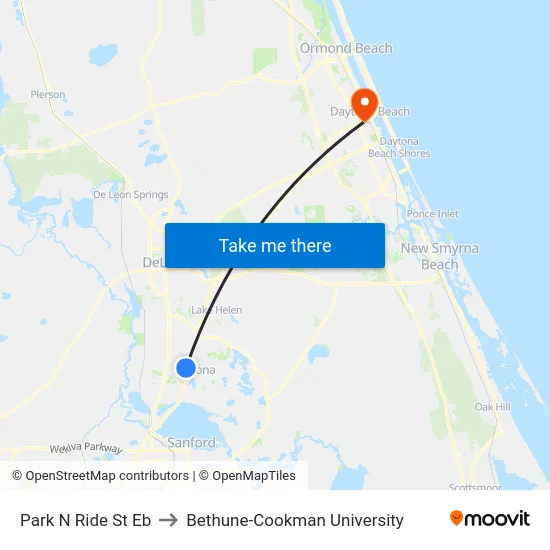 Park N Ride St Eb to Bethune-Cookman University map