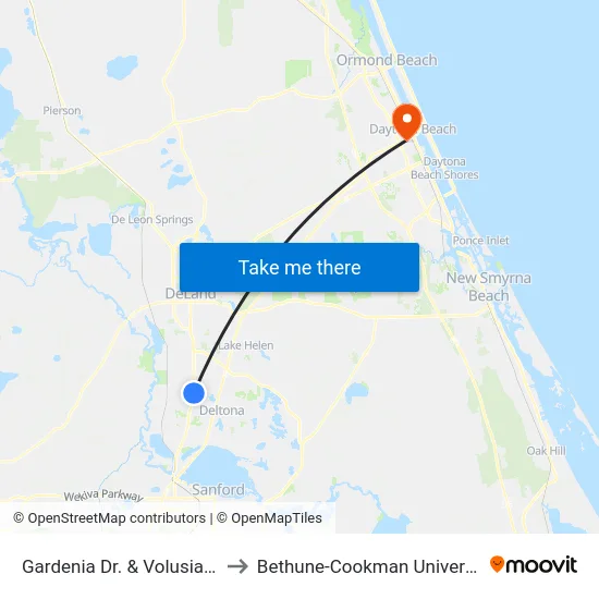 Gardenia Dr. & Volusia Sb to Bethune-Cookman University map