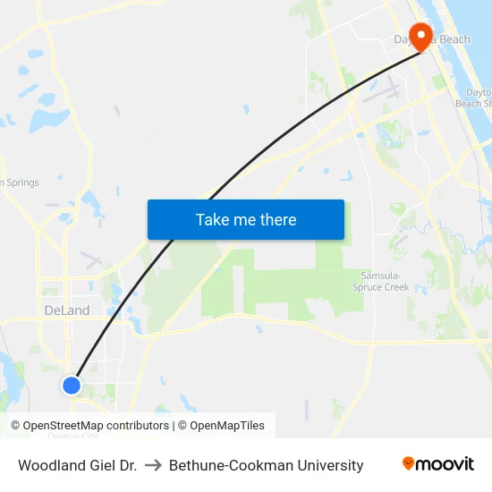 Woodland  Giel Dr. to Bethune-Cookman University map