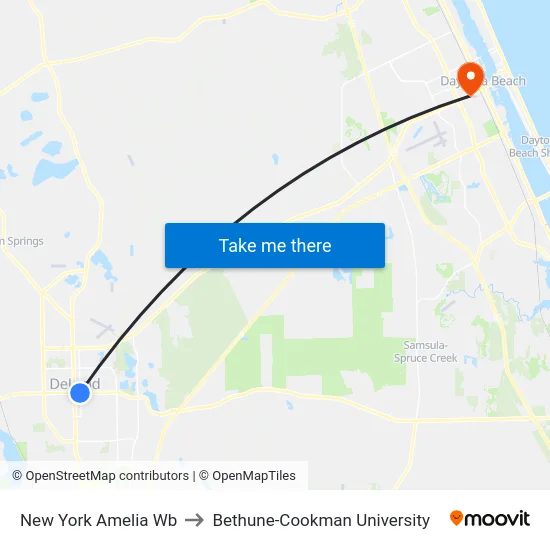 New York  Amelia  Wb to Bethune-Cookman University map