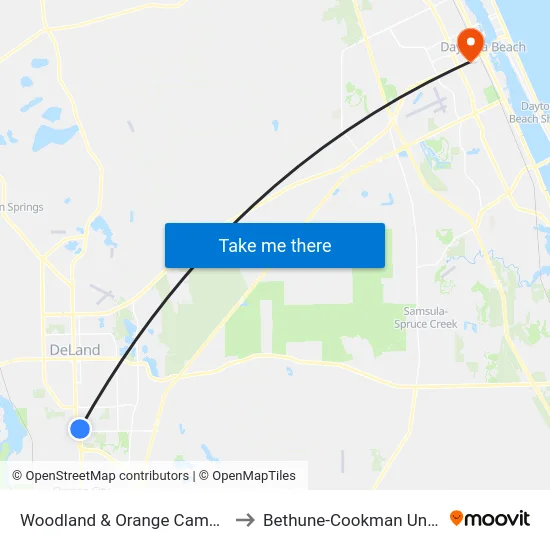 Woodland & Orange Camp Rd. Nb to Bethune-Cookman University map