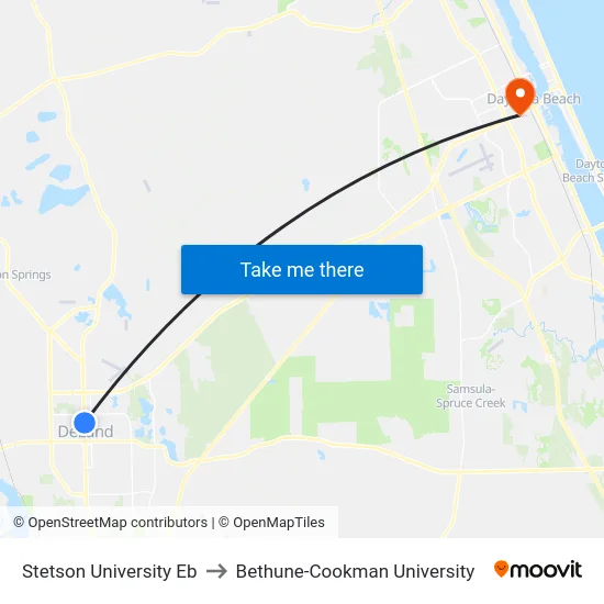 Stetson University Eb to Bethune-Cookman University map