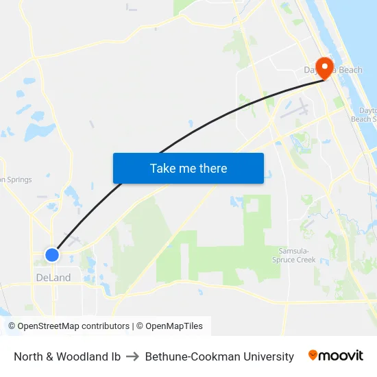 North & Woodland Ib to Bethune-Cookman University map