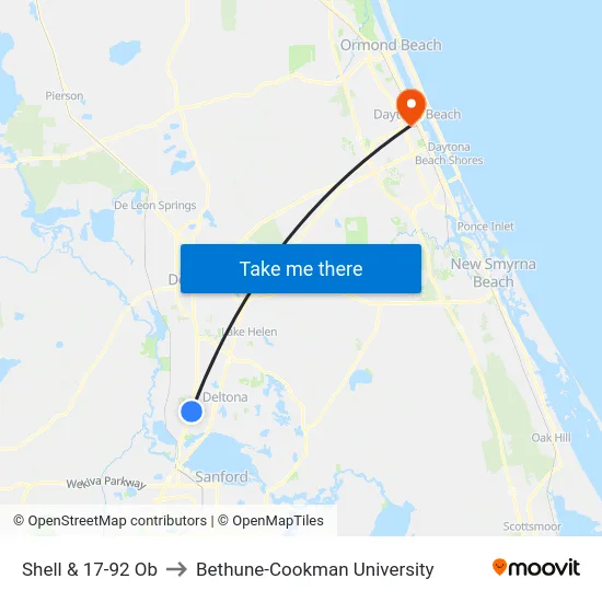 Shell & 17-92 Ob to Bethune-Cookman University map