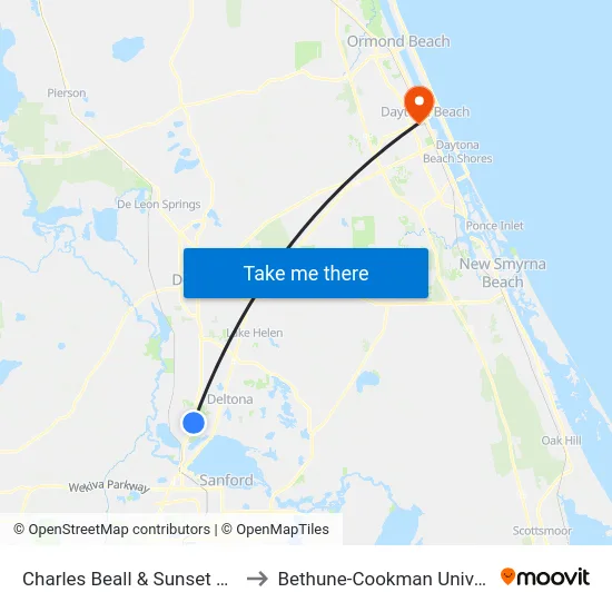 Charles Beall & Sunset Dr. Ob to Bethune-Cookman University map