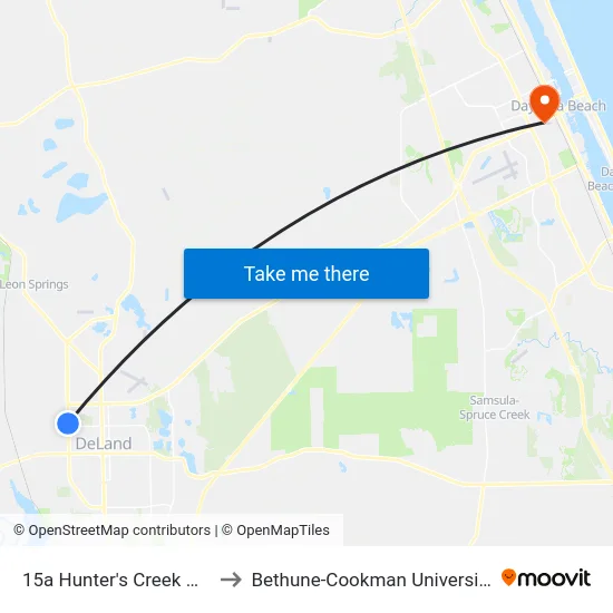 15a  Hunter's Creek Wb to Bethune-Cookman University map