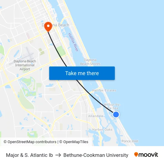 Major & S. Atlantic Ib to Bethune-Cookman University map