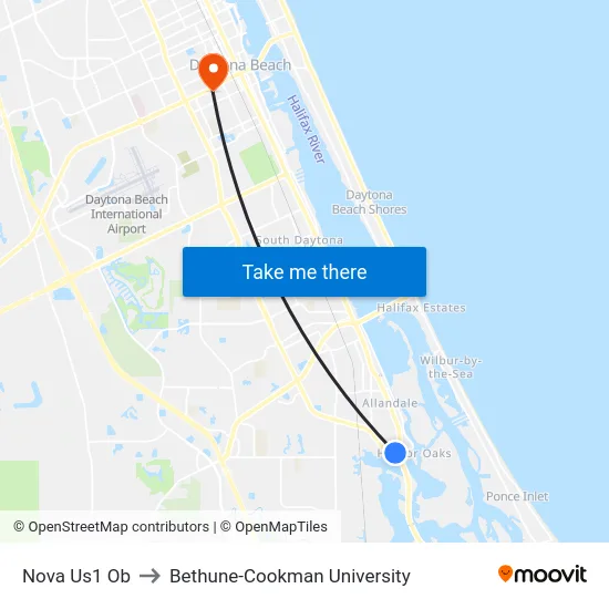 Nova  Us1 Ob to Bethune-Cookman University map