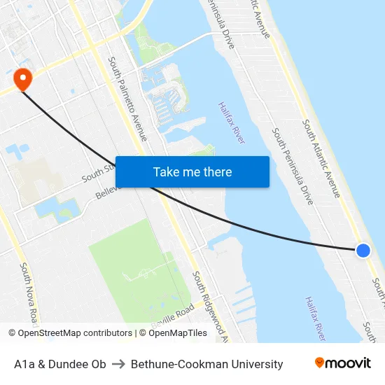 A1a & Dundee Ob to Bethune-Cookman University map
