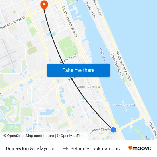 Dunlawton & Lafayette St. Ib to Bethune-Cookman University map