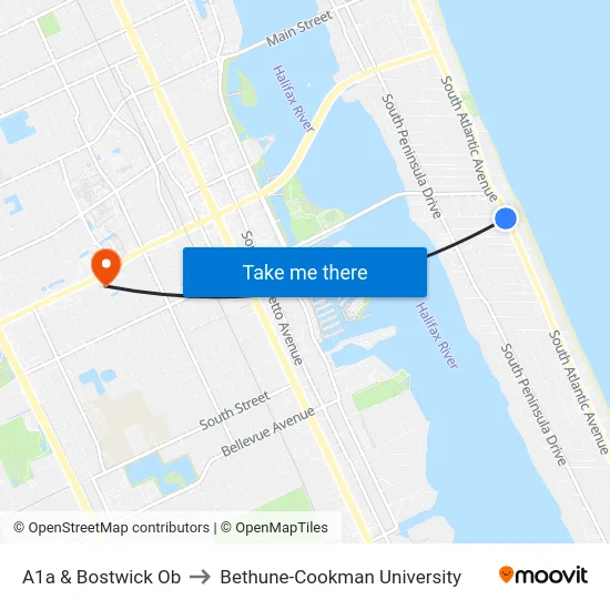 A1a & Bostwick Ob to Bethune-Cookman University map