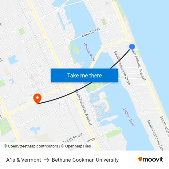 A1a & Vermont to Bethune-Cookman University map