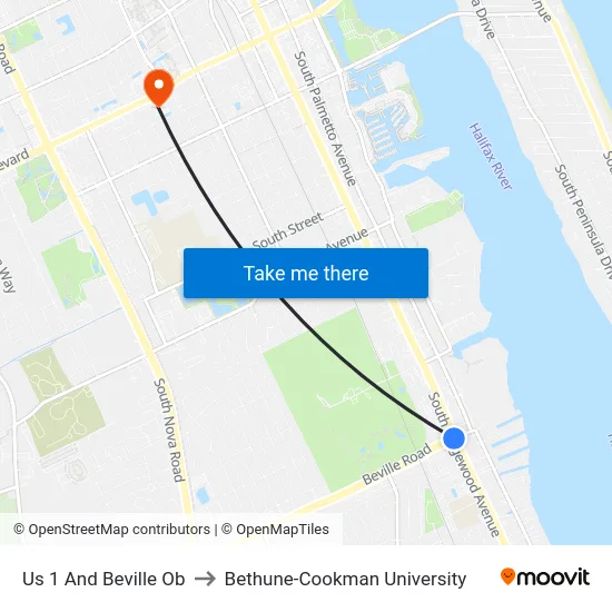 Us 1 And Beville Ob to Bethune-Cookman University map