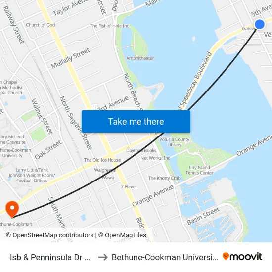 Isb & Penninsula Dr Ob to Bethune-Cookman University map