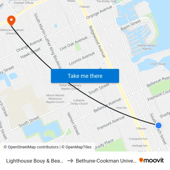 Lighthouse Bouy & Beach Ib to Bethune-Cookman University map