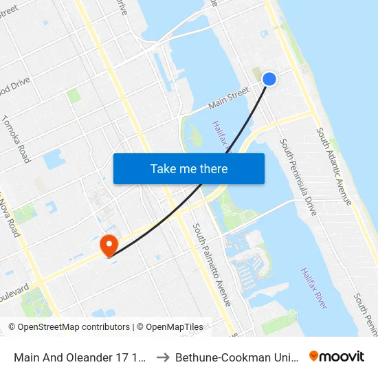Main And Oleander 17 17a 17b to Bethune-Cookman University map