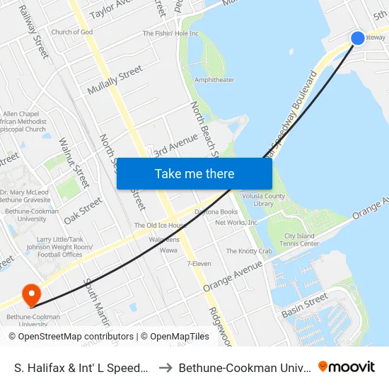 S. Halifax & Int' L Speedway Ib to Bethune-Cookman University map