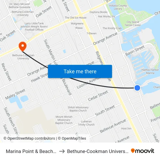 Marina Point & Beach Ib to Bethune-Cookman University map